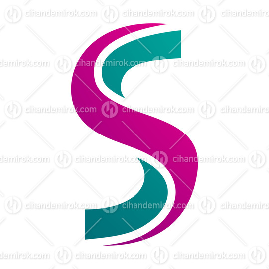 Magenta and Green Twisted Shaped Letter S Icon