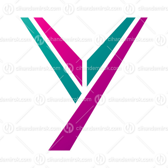 Magenta and Green Uppercase Letter Y Icon