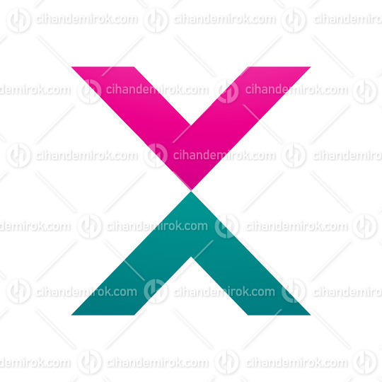 Magenta and Green V Shaped Letter X Icon