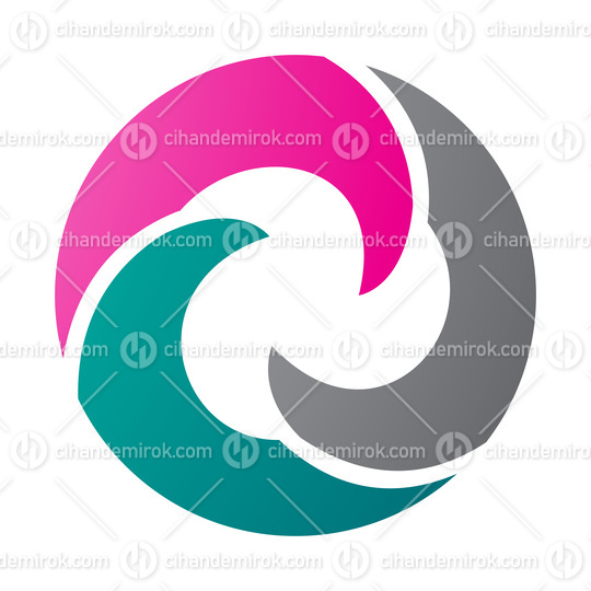 Magenta and Green Wave Shaped Letter O Icon