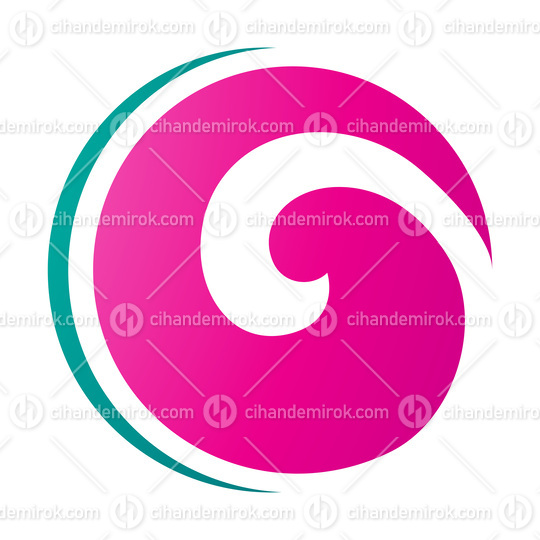 Magenta and Green Whirl Shaped Letter O Icon