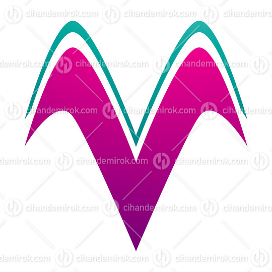 Magenta and Green Wing Shaped Letter V Icon