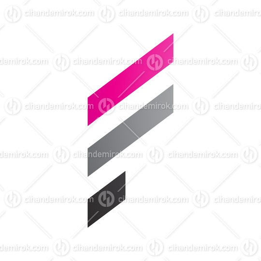 Magenta and Grey Letter F Icon with Diagonal Stripes