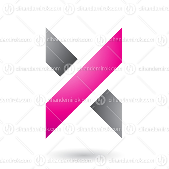 Magenta and Grey Thick Shaded Letter X Vector Illustration