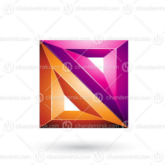 Magenta and Orange 3d Geometrical Embossed Triangles and Square 