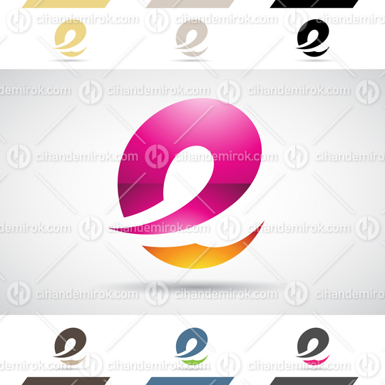 Magenta and Orange Abstract Glossy Logo Icon of Spiky Round Letter E
