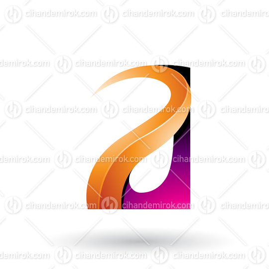 Magenta and Orange Glossy Curvy Embossed Letter A
