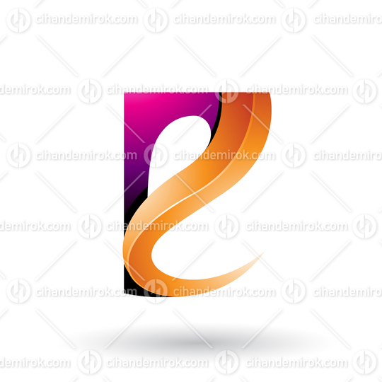 Magenta and Orange Glossy Curvy Embossed Letter E