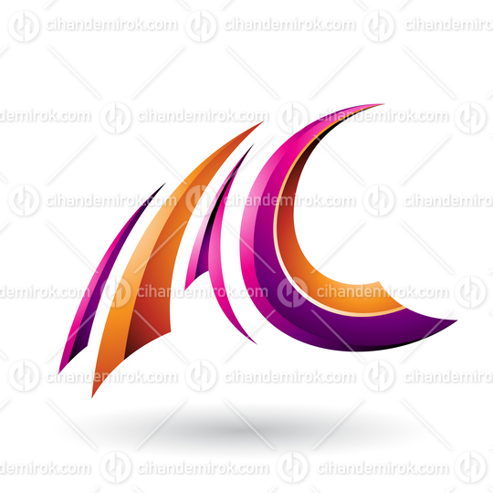 Magenta and Orange Glossy Flying Letter A and C