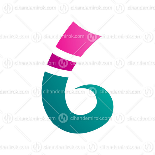 Magenta and Persian Green Curly Spike Shape Letter B Icon