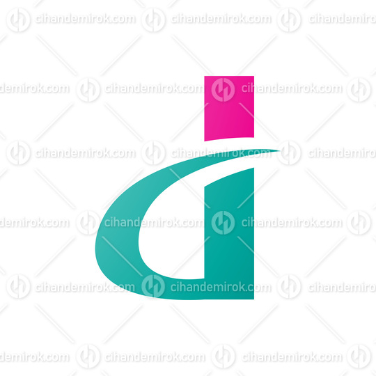 Magenta and Persian Green Curvy Pointed Letter D Icon