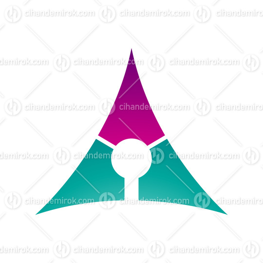 Magenta and Persian Green Deflated Triangle Letter A Icon