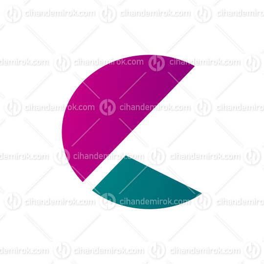 Magenta and Persian Green Letter C Icon with Half Circles