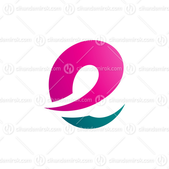 Magenta and Persian Green Lowercase Letter E Icon with Soft Spiky Curves