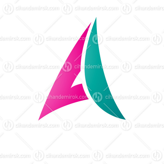 Magenta and Persian Green Paper Plane Shaped Letter A Icon