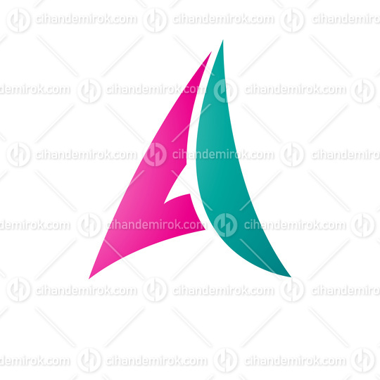 Magenta and Persian Green Paper Plane Shaped Letter A Icon