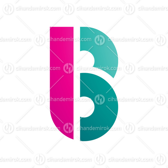 Magenta and Persian Green Round Disk Shaped Letter B Icon