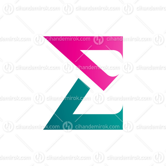 Magenta and Persian Green Sharp Elegant Letter E Icon