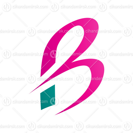 Magenta and Persian Green Slim Letter B Icon with Pointed Tips