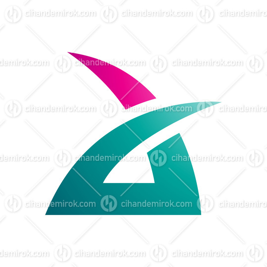 Magenta and Persian Green Spiky Grass Shaped Letter A Icon