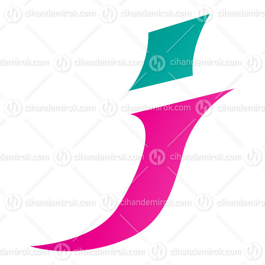 Magenta and Persian Green Spiky Italic Letter J Icon