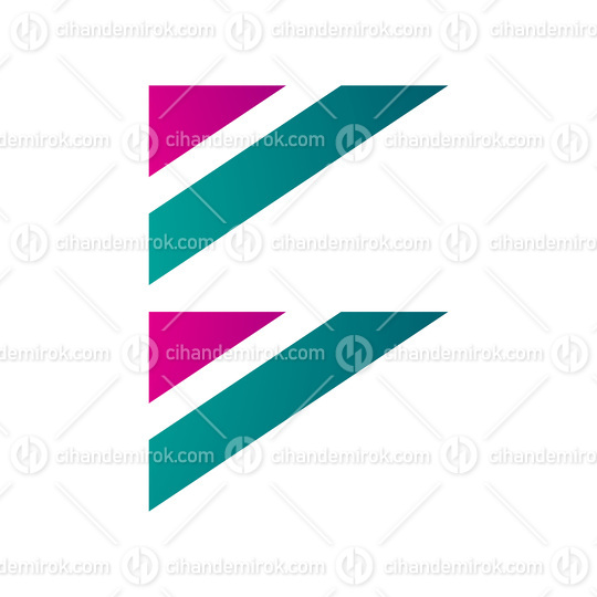 Magenta and Persian Green Triangular Flag Shaped Letter B Icon