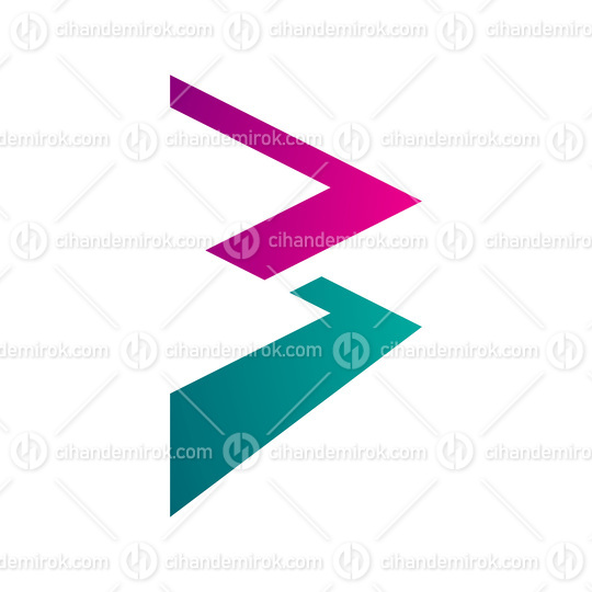 Magenta and Persian Green Zigzag Shaped Letter B Icon