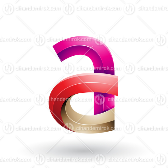 Magenta and Red 3d Bold Curvy Letter A Vector Illustration