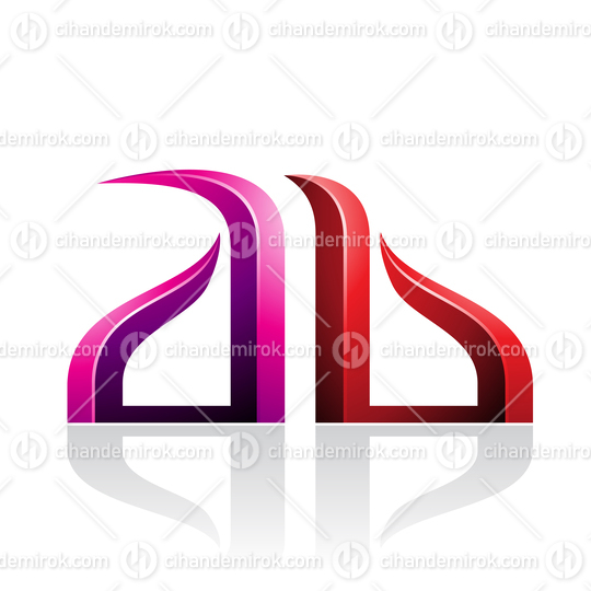 Magenta and Red Bow-like Embossed Letters of A and B