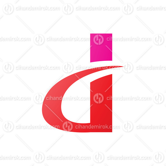 Magenta and Red Curvy Pointed Letter D Icon