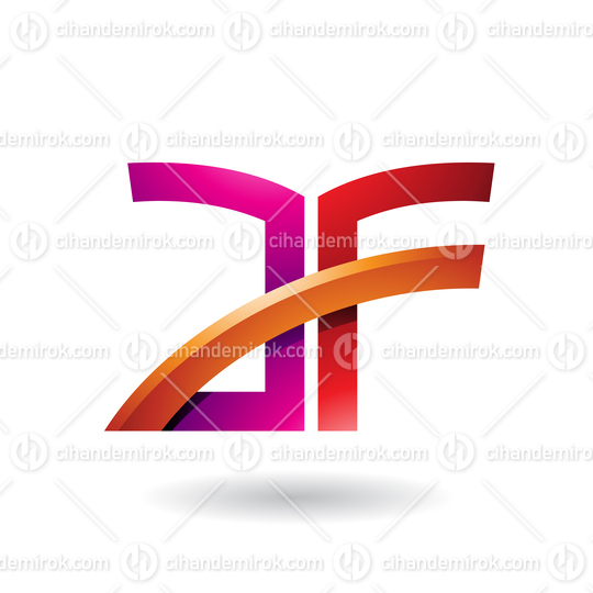Magenta and Red Dual Letter Icon of A and F Vector Illustration
