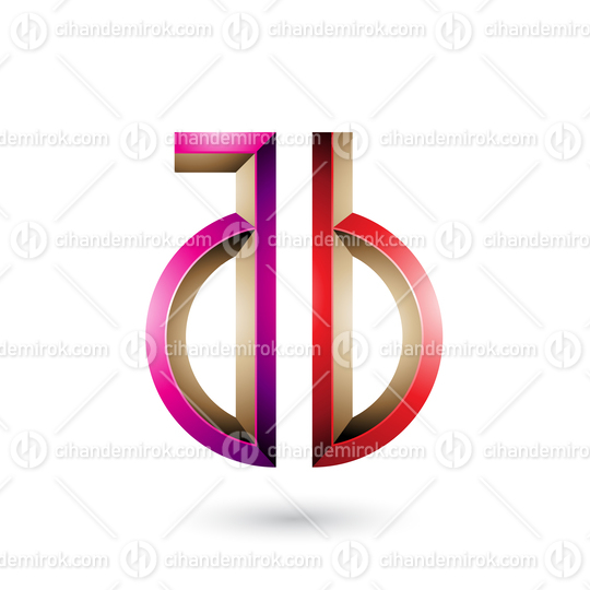 Magenta and Red Key-like Symbol of Letters A and B