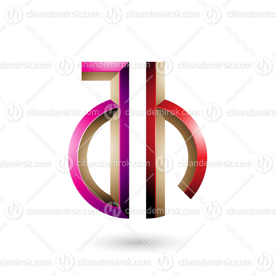 Magenta and Red Key-like Symbol of Letters A and H