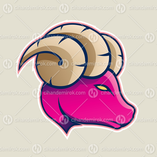 Magenta Aries or Ram Cartoon Icon Vector Illustration