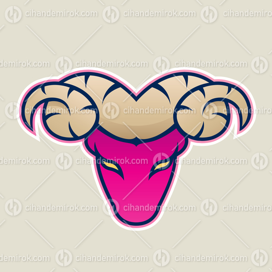 Magenta Aries or Ram Icon Front View Vector Illustration