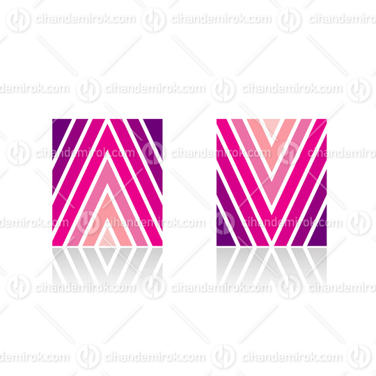 Magenta Arrow Shaped Stripes for Letters A and V