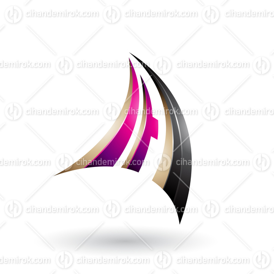 Magenta Black and Beige 3d Dynamic Flying Letter A