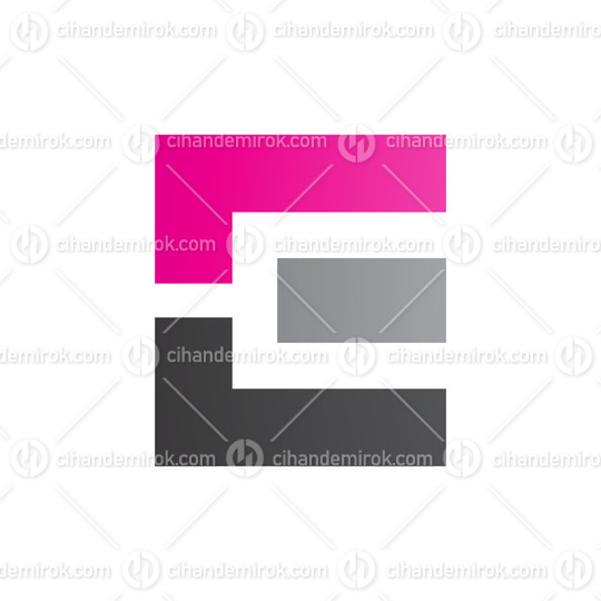 Magenta Black and Grey Rectangular Letter E Icon