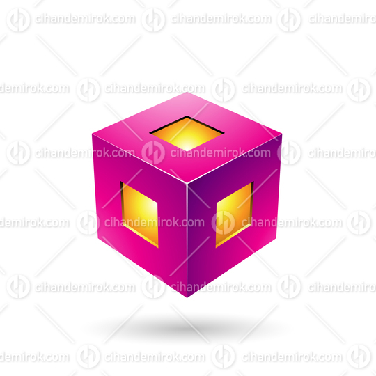 Magenta Bold Lantern Cube Vector Illustration