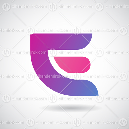 Magenta Bold Thick Round Logo Icon of Letter E