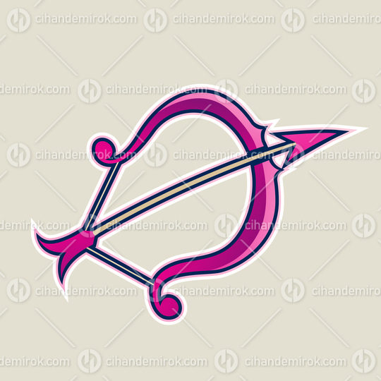 Magenta Bow and Arrow Cartoon Icon Vector Illustration