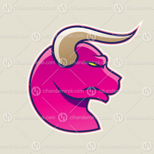 Magenta Cartoon Bull Icon Vector Illustration