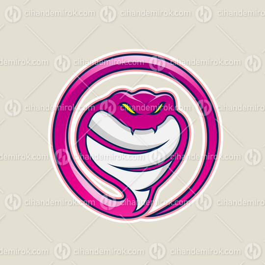 Magenta Cobra Snake Cartoon Icon Vector Illustration