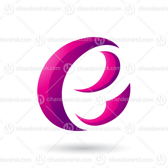 Magenta Crescent Shape Letter E Vector Illustration