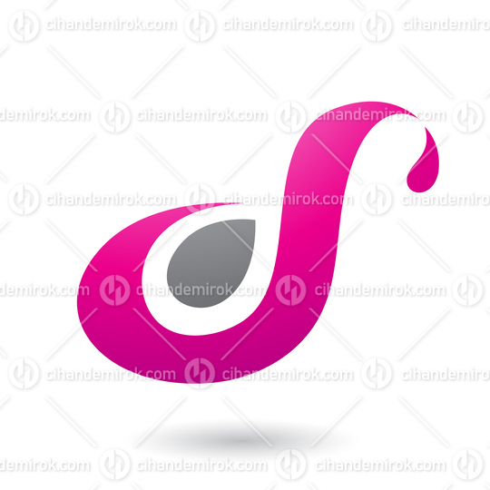 Magenta Curvy Fun Letter D or S Vector Illustration