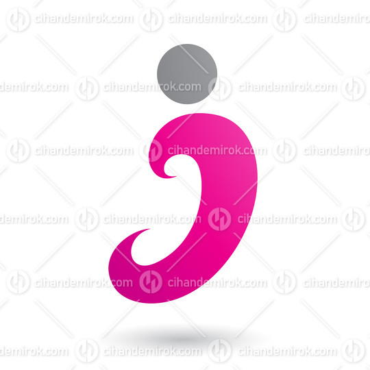 Magenta Curvy Fun Letter I Vector Illustration