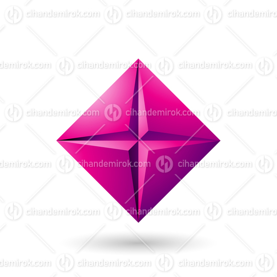Magenta Diamond Icon with a Star Shape Vector Illustration