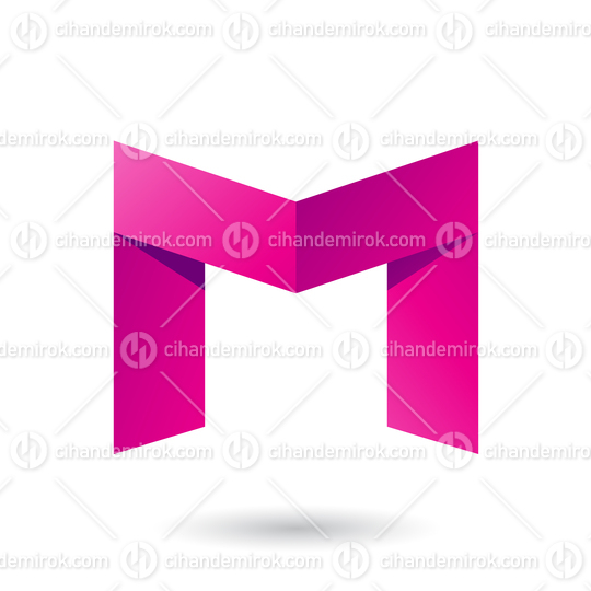 Magenta Folded Paper Letter M Vector Illustration