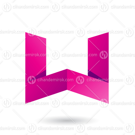 Magenta Folded Paper Letter W Vector Illustration