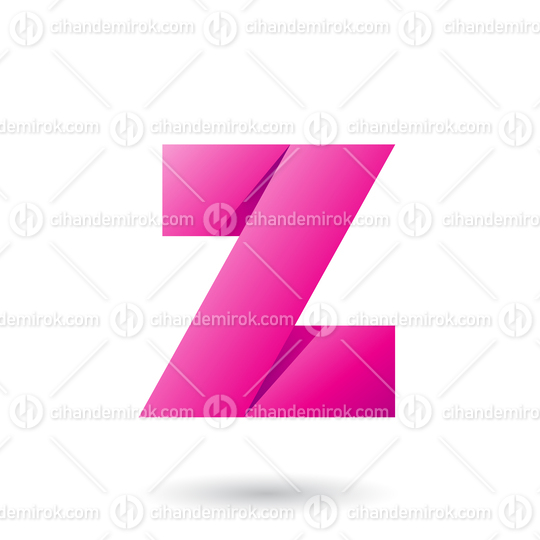 Magenta Folded Paper Letter Z Vector Illustration